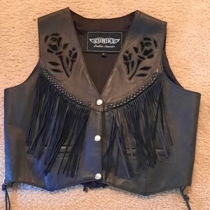 Unik Women's black leather vest